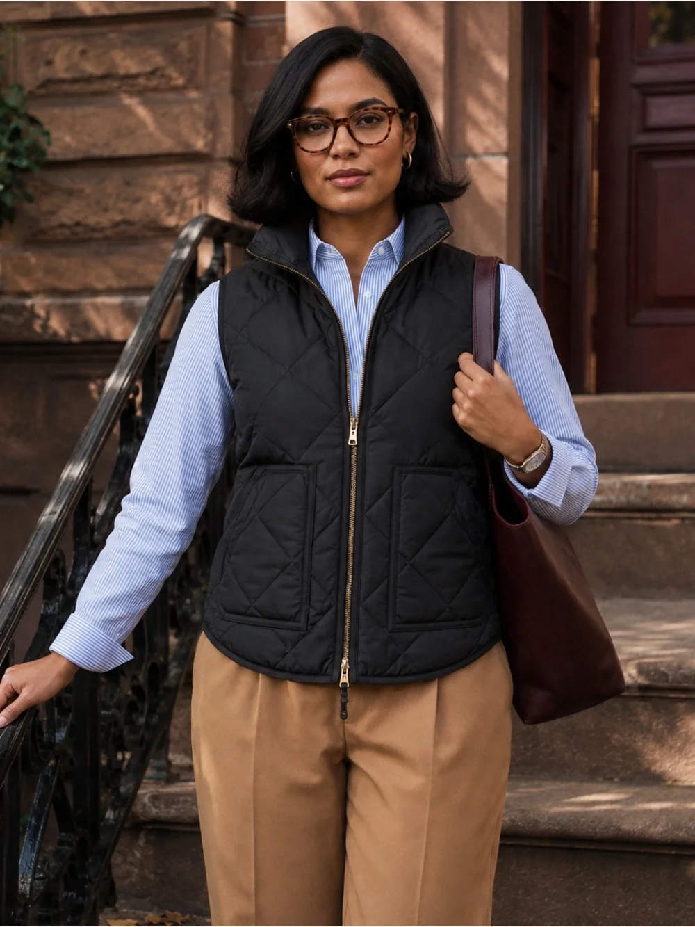 J.Crew Navy Diamond Quilted Puffer Vest Two-Way Zip Women’s XXS